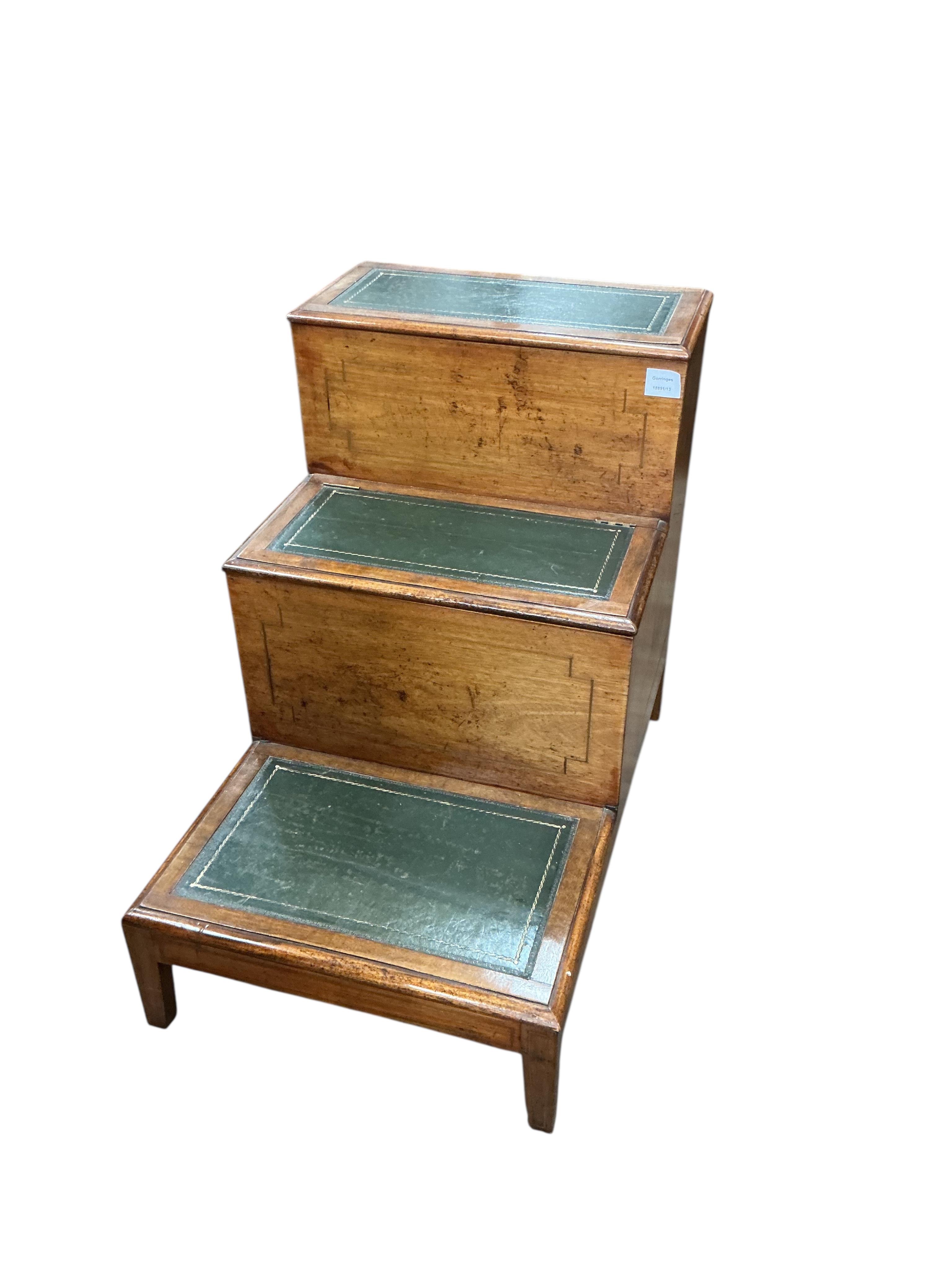 A 19th century mahogany step commode, width 49cm, depth 78cm, height 67cm